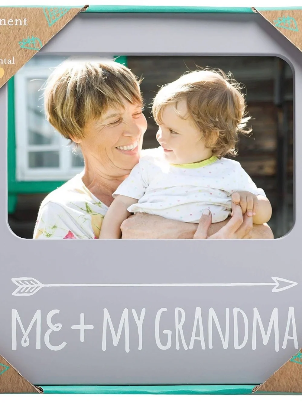 Me + My Grandma Photo Frame - Gray with Teal Accents